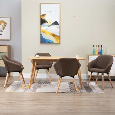 vidaXL Dining Chairs 4 pcs Brown Fabric