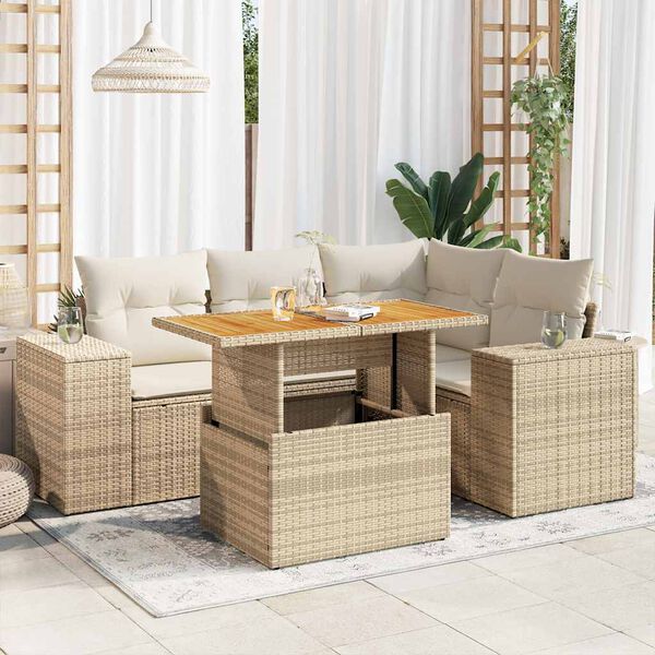 vidaXL Garden Sofa Set Beige