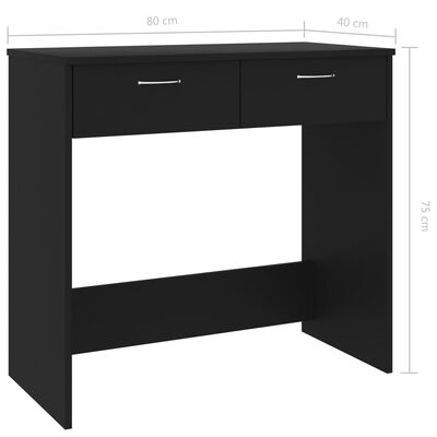 vidaXL Desk Black 31.5"x15.7"x29.5" Chipboard