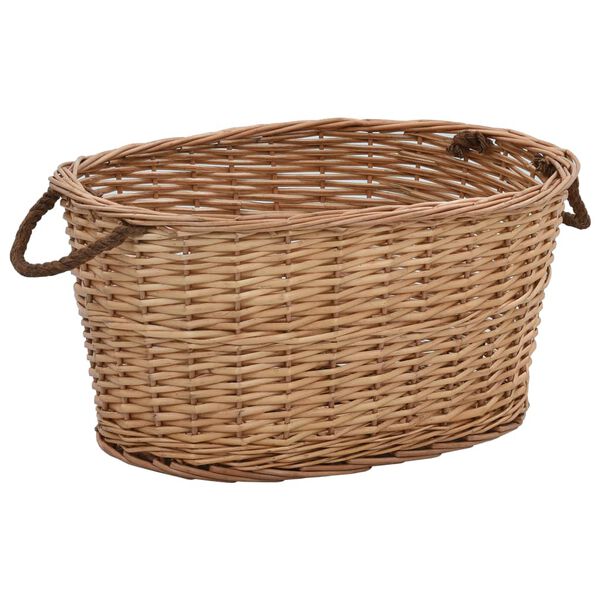 vidaXL Firewood Basket with Carrying Handles 22.8"x16.5"x11.4" Natural Willow