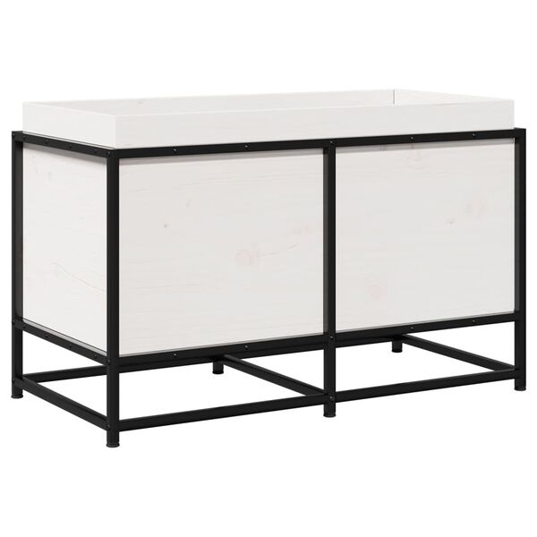 vidaXL Garden Planter White Solid pine wood, steel Medium