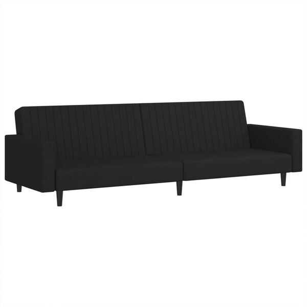 vidaXL Sofa Bed Black Velvet (100% polyester), wood, plastic 2-Seater