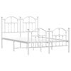 vidaXL Bed Frame White Powder-Coated Steel Small Double Bed Frame