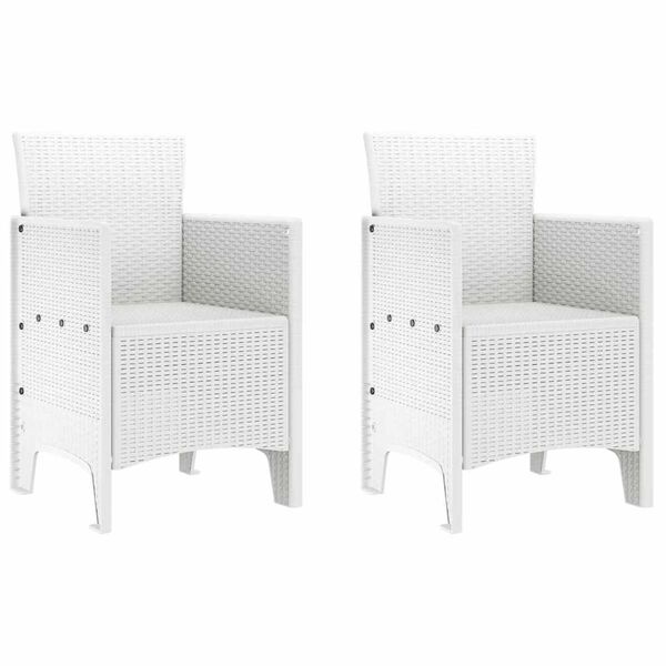 vidaXL Garden Chair 2 pcs White 53 x 49 x 85 cm PP