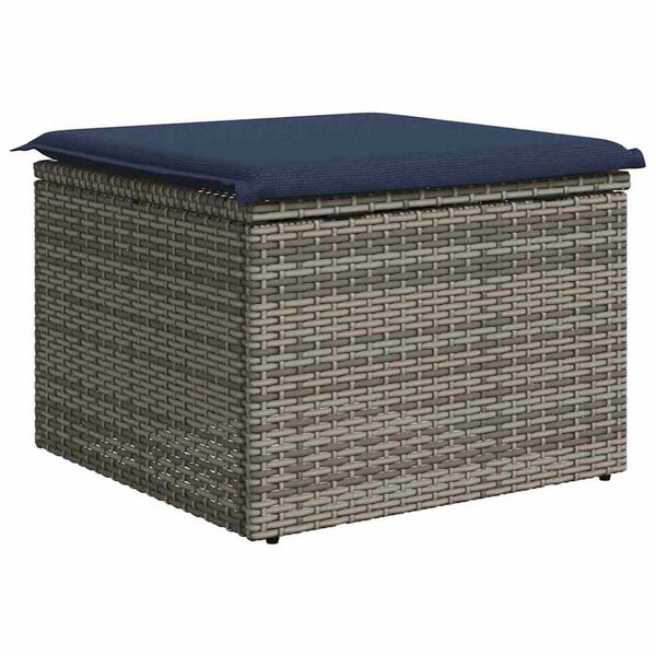vidaXL Garden Stool Gray 55 x 55 x 37cm poly rattan