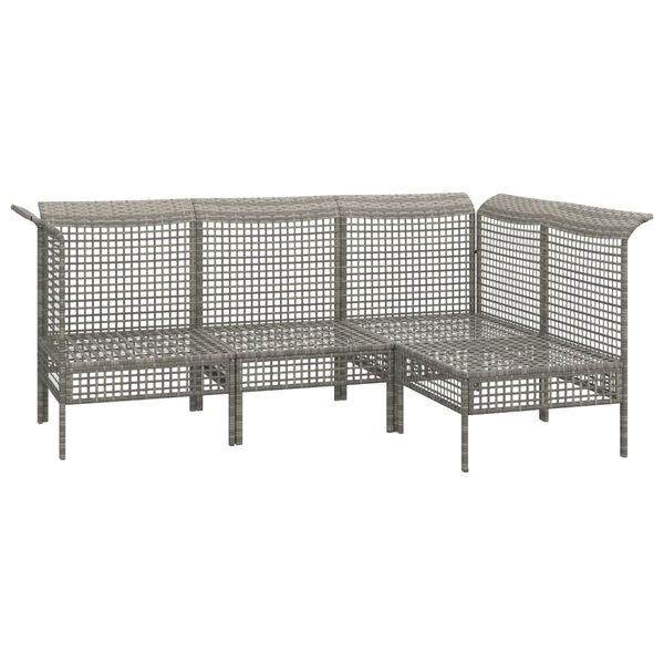 vidaXL 4 Piece Patio Lounge Set with Cushions Grey Poly Rattan
