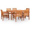 vidaXL Outdoor Dining Set Brown frame, cream cushions Solid Acacia Wood