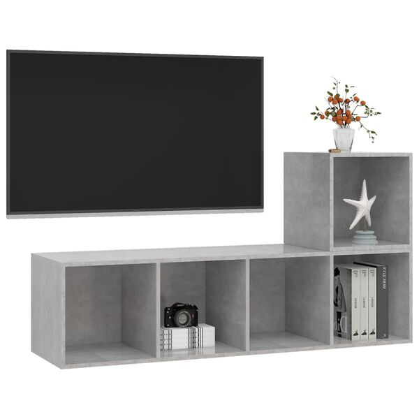vidaXL TV Cabinet Set Concrete Grey Engineered Wood One Size