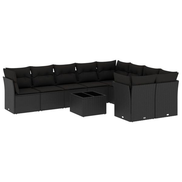 vidaXL Garden Sofa Set Black