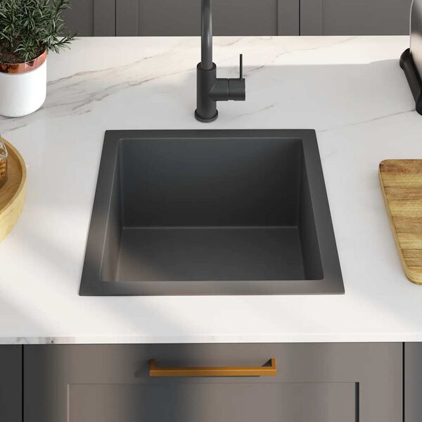 vidaXL Handmade Kitchen Sink Black Stainless Steel