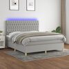 vidaXL Box Spring Bed with Mattress&LED Light Gray 72"x83.9" California King Fabric