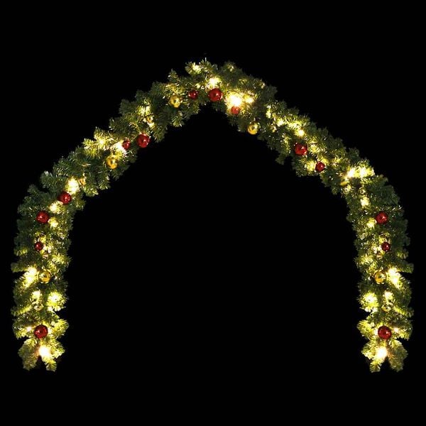 vidaXL Garland Green with gold and red ornaments PVC 16 feet