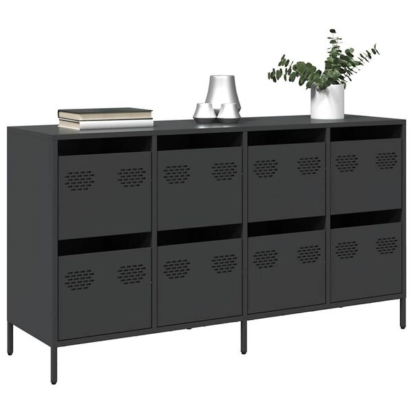 vidaXL Sideboard Black Cold-rolled Steel Sideboard Rectangular