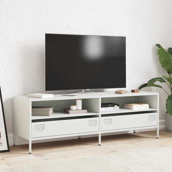 vidaXL TV Cabinet White Cold-rolled steel Medium Adjustable Feet