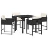 vidaXL Garden Dining Set with Cushion Folding 5 pcs Gray Poly rattan