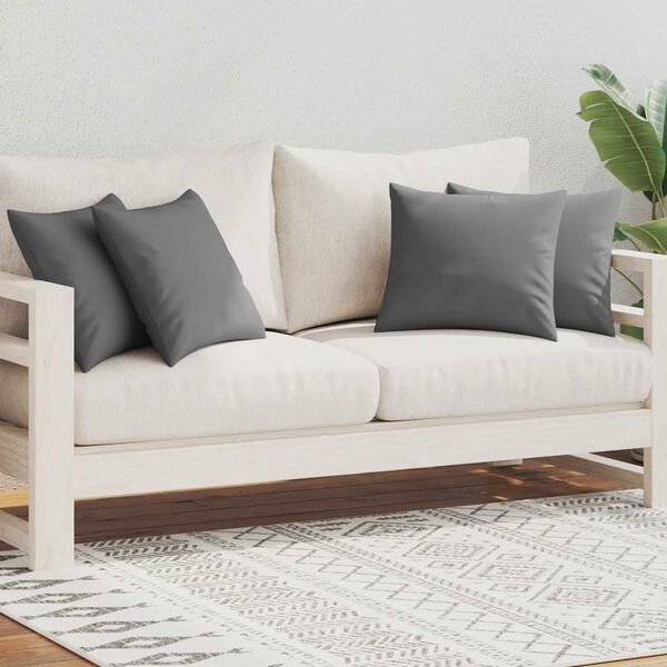 vidaXL Outdoor Pillow Set of 4 Grey Polyester 17.7 x 17.7 in