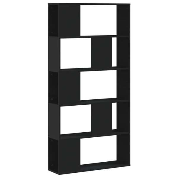 vidaXL Bookcase Black Engineered wood 5-Tier Bookcase Rectangular