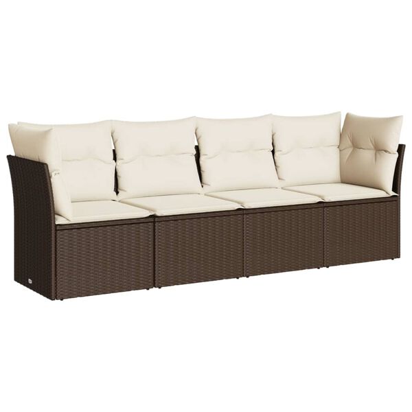 vidaXL Garden Sofa Set Brown, Cream