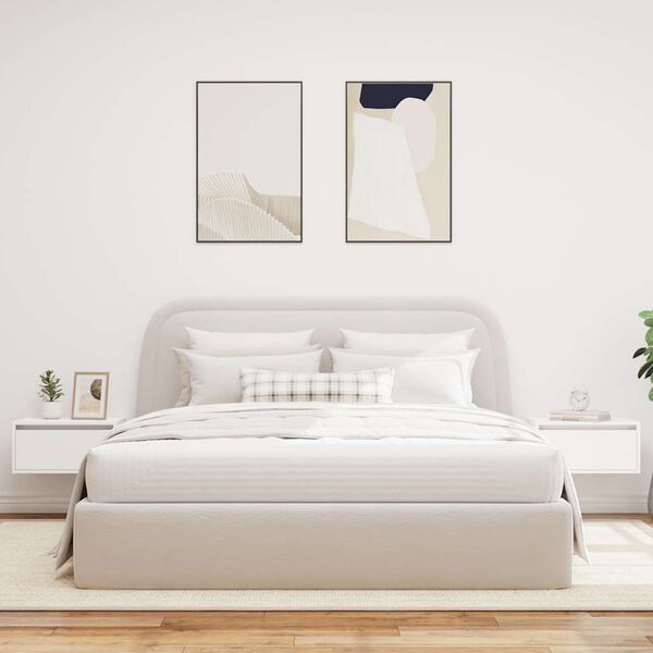 vidaXL Wall-mounted Bedside Cabinet Set of 2 White Engineered wood