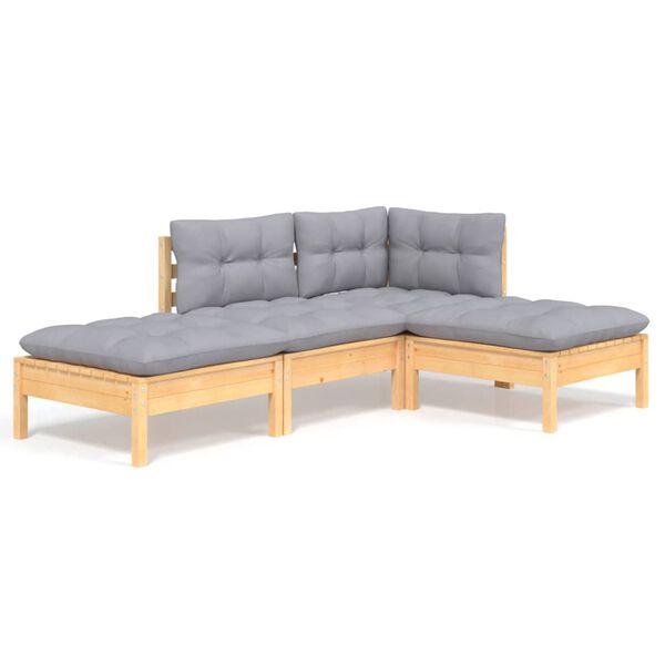 vidaXL Garden Lounge Set Grey Solid Pinewood Medium Modular
