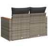 vidaXL Garden Sofa Grey PE Rattan, Powder-Coated Steel, Solid Acacia Wood