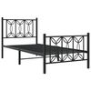 vidaXL Bed Frame Black Steel Twin Bed Frame Rectangular Modern