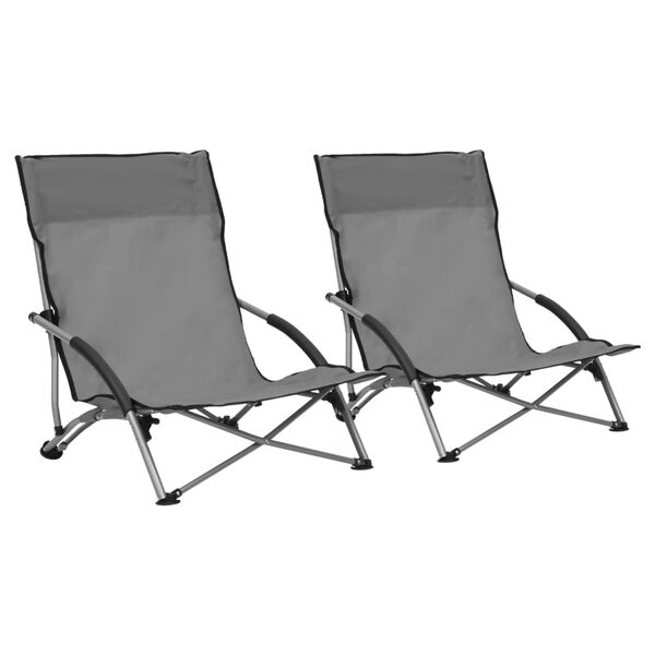 vidaXL Beach Chair Set of 2 Grey Oxford fabric, steel Compact