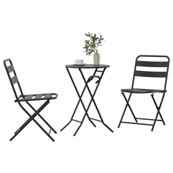 vidaXL Garden Bistro Set Folding 3 pcs Anthracite Steel