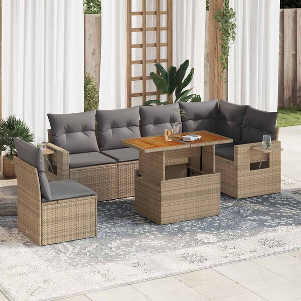 vidaXL Garden Sofa Set Beige, Light grey