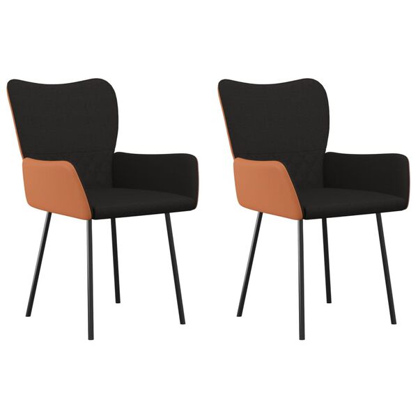 vidaXL Dining Chair Set of 2 Black and brown
