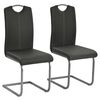 vidaXL Dining Chair Set of 2 Grey Faux leather, Steel Standard Sleek