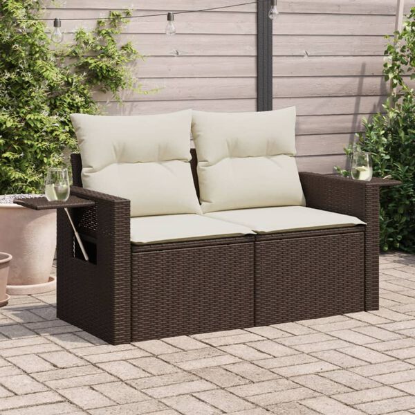 vidaXL Garden Sofa Brown and cream white