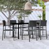 vidaXL Garden Dining Set Black Powder-coated steel, glass, plastic Large