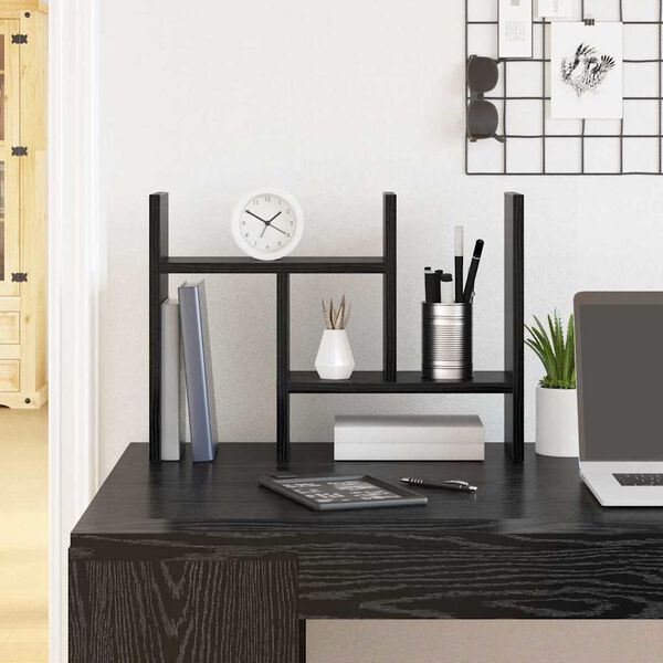 vidaXL Desk Organiser Black Oak 13.58 x 6.10 x 13.98 in