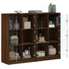 vidaXL Bookcase Brown oak Engineered wood and glass Medium Doors