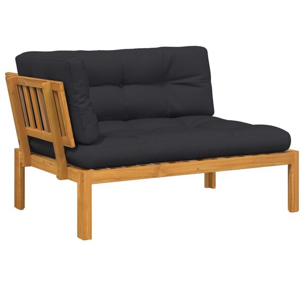 vidaXL Patio Sofa Solid Wood Acacia, Black Cushions