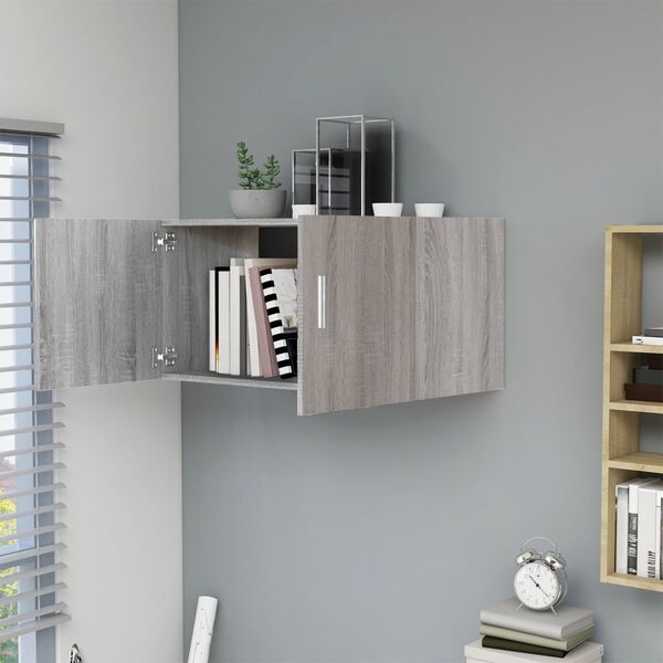 vidaXL Wall Mounted Cabinet Grey Sonoma Engineered wood Standard Modern