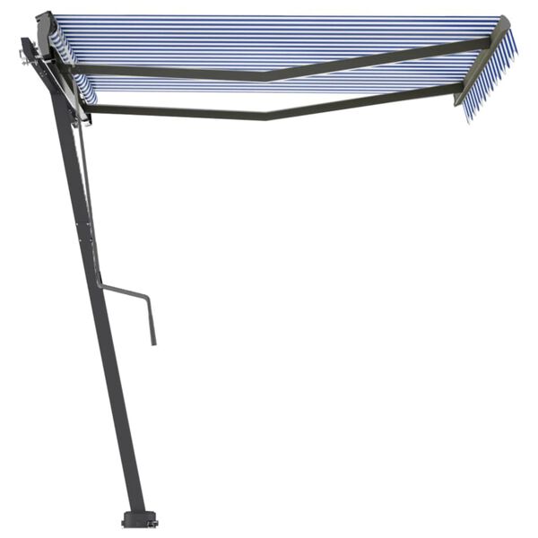 vidaXL Freestanding Manual Retractable Awning 118.1"x98.4" Blue/White