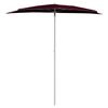 vidaXL Garden Half Parasol with Pole 70.9"x35.4" Bordeaux Red