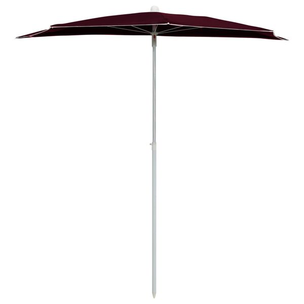 vidaXL Garden Half Parasol with Pole 70.9"x35.4" Bordeaux Red