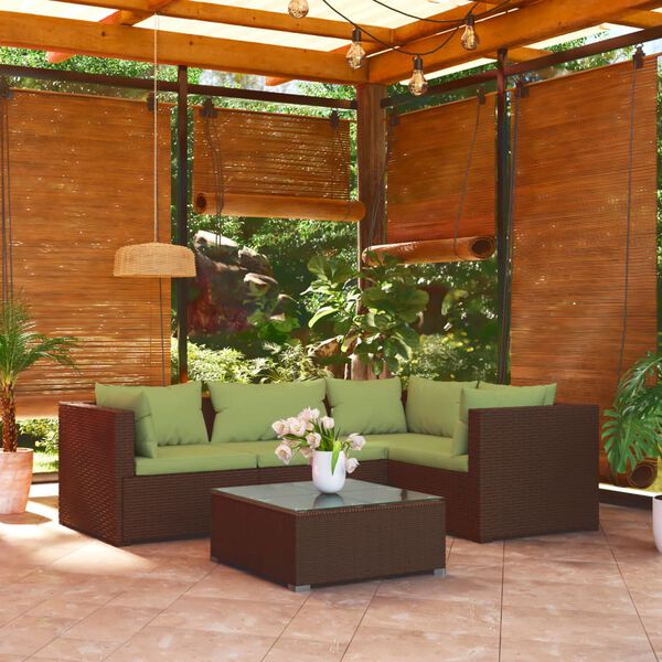 vidaXL Garden Lounge Set Brown, Green