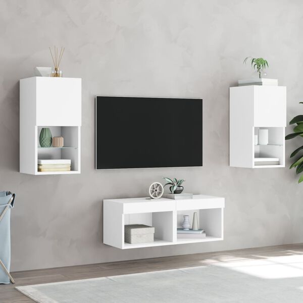 vidaXL TV Wall Cabinet White Engineered Wood Medium TV Wall Cabinet