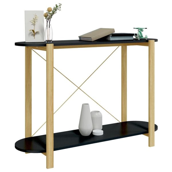 vidaXL Console Table Black Engineered wood, Solid pine wood, Metal Medium