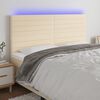 vidaXL LED Headboard Cream Polyester, Engineered Wood, Larch Wood, Foam
