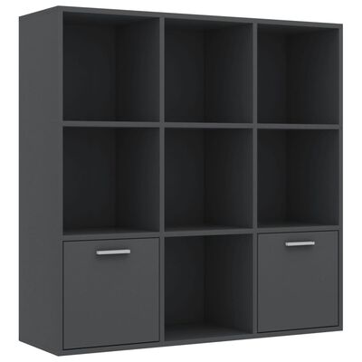 vidaXL Book Cabinet Gray 38.6"x11.8"x38.6" Engineered Wood