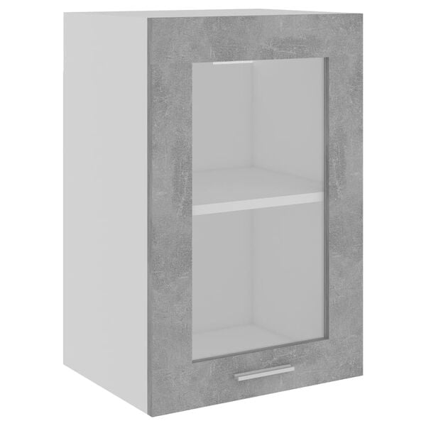 vidaXL Hanging Glass Cabinet Concrete gray Engineered wood Medium