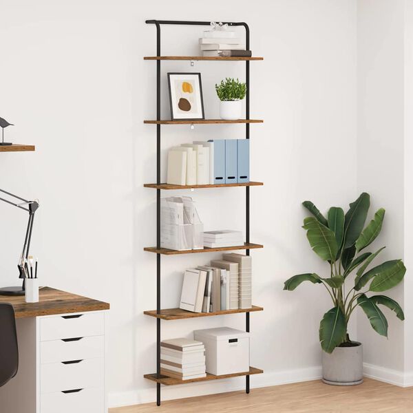 vidaXL Bookshelf Old Wood 23.62 x 9.45 x 79.92 in Engineered wood