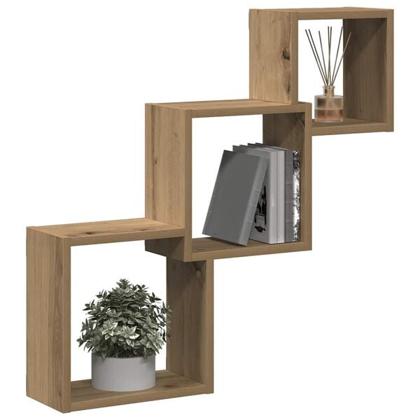 vidaXL Wall Cube Shelf Artisan Oak Engineered Wood 26.8x5.9x26.8 in