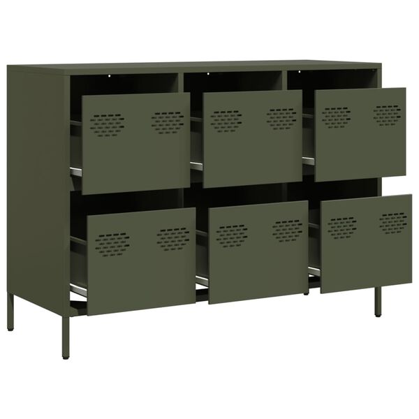 vidaXL Sideboard Olive Green Cold-rolled Steel Medium Sideboard