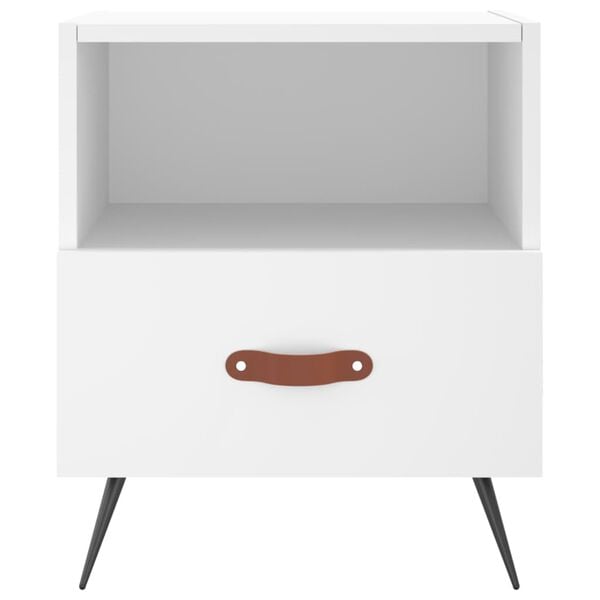 vidaXL Nightstand White Engineered wood, iron, PU faux leather Medium